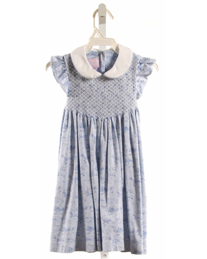 PETIT BEBE  LT BLUE  FLORAL SMOCKED KNIT DRESS