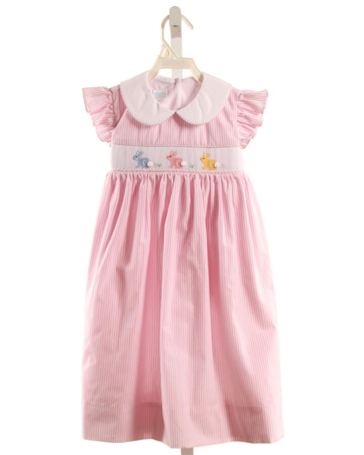 EDGEHILL COLLECTION  LT PINK  STRIPED SMOCKED DRESS