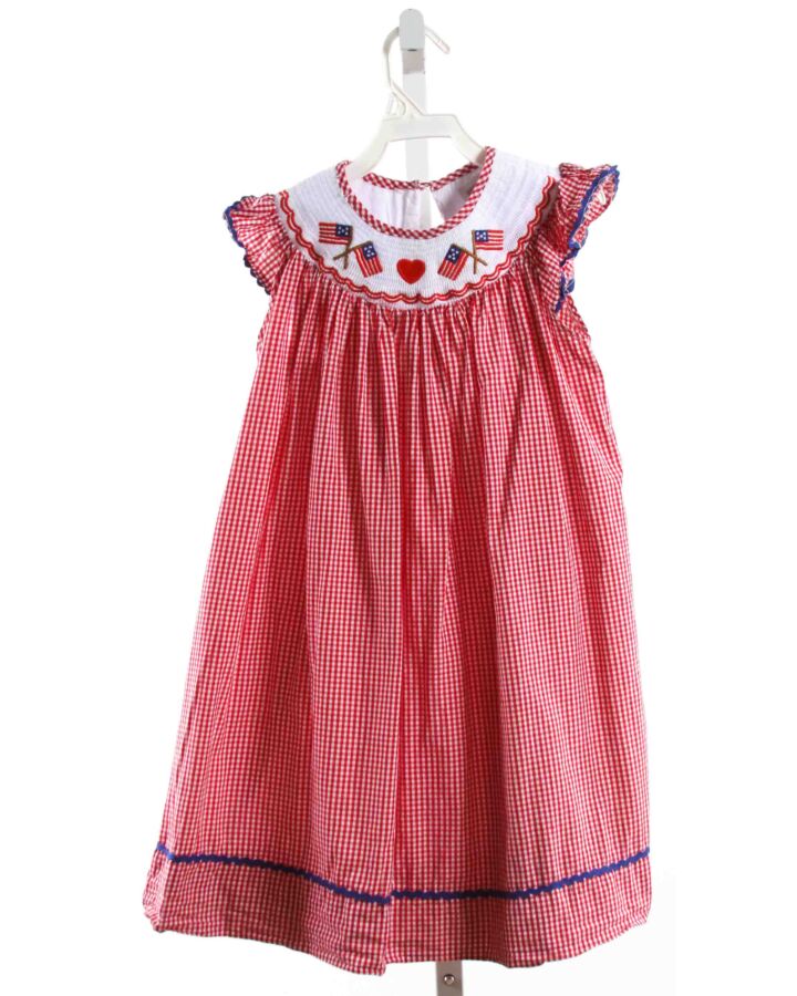 LIL CACTUS  RED  GINGHAM SMOCKED DRESS