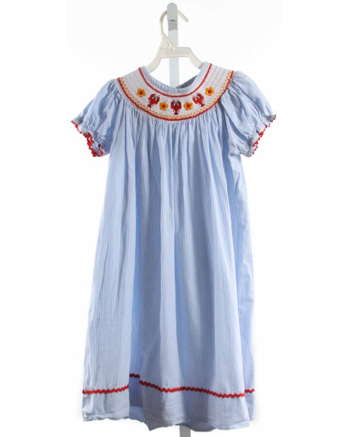 LIL CACTUS  LT BLUE  STRIPED SMOCKED DRESS