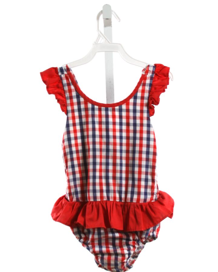 ELIZA JAMES  RED  GINGHAM  1-PIECE SWIMSUIT WITH RUFFLE