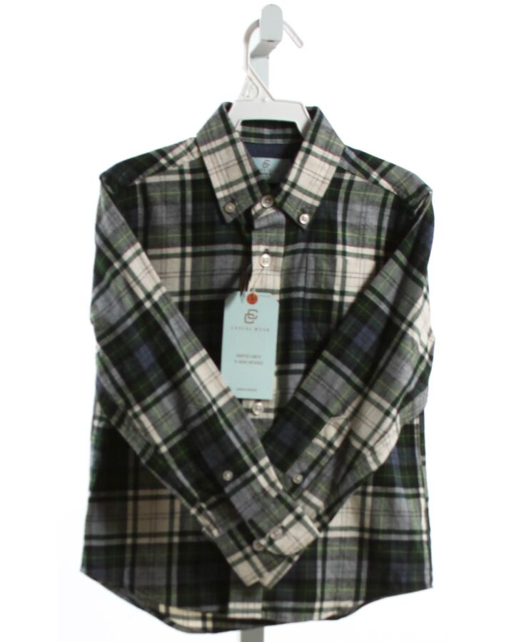 CLASS CLUB  GREEN FLANNEL PLAID  DRESS SHIRT