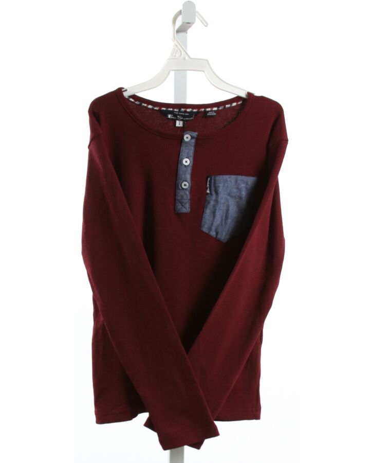 BEN SHERMAN  MAROON    KNIT LS SHIRT