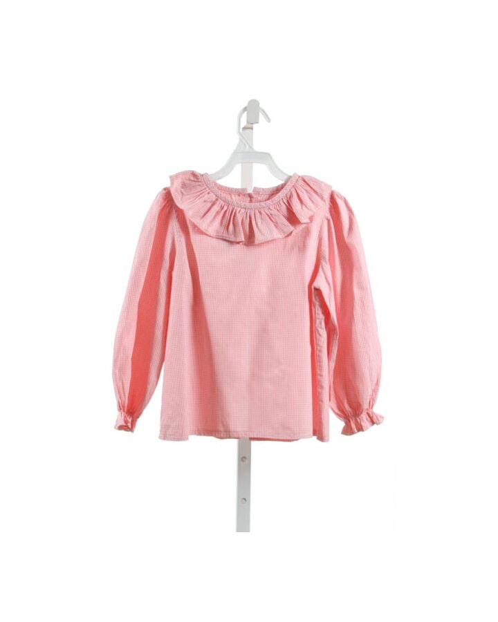 PBJ  PINK  GINGHAM  CLOTH LS SHIRT WITH RUFFLE