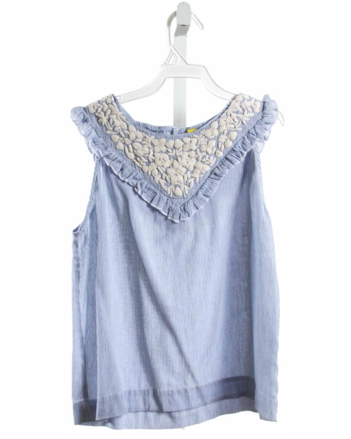 ROBERTA ROLLER RABBIT  BLUE  STRIPED EMBROIDERED SLEEVELESS SHIRT