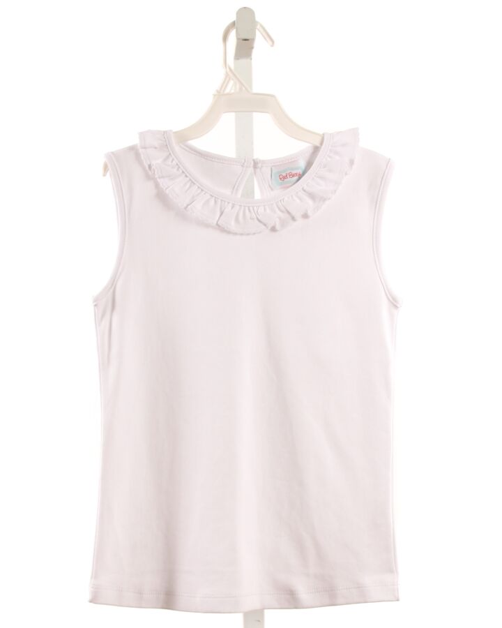 RED BEANS  WHITE    SLEEVELESS SHIRT WITH RUFFLE