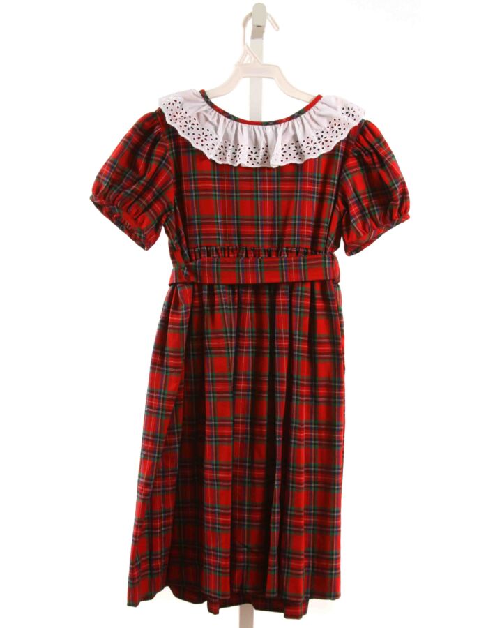 NO TAG  RED  PLAID  DRESS WITH EYELET TRIM