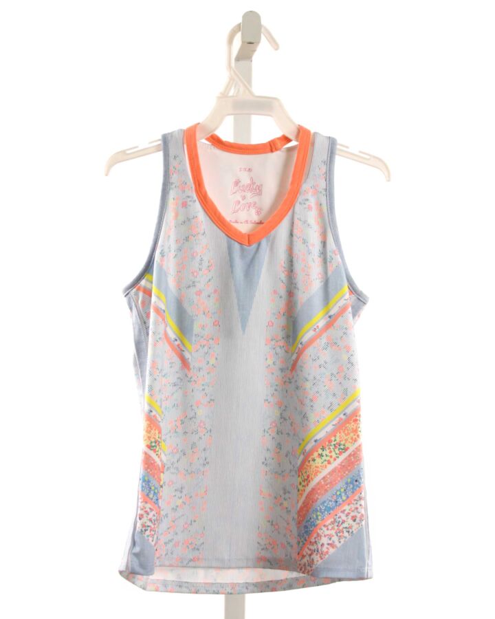 LUCKY IN LOVE  LT BLUE  FLORAL  SLEEVELESS SHIRT