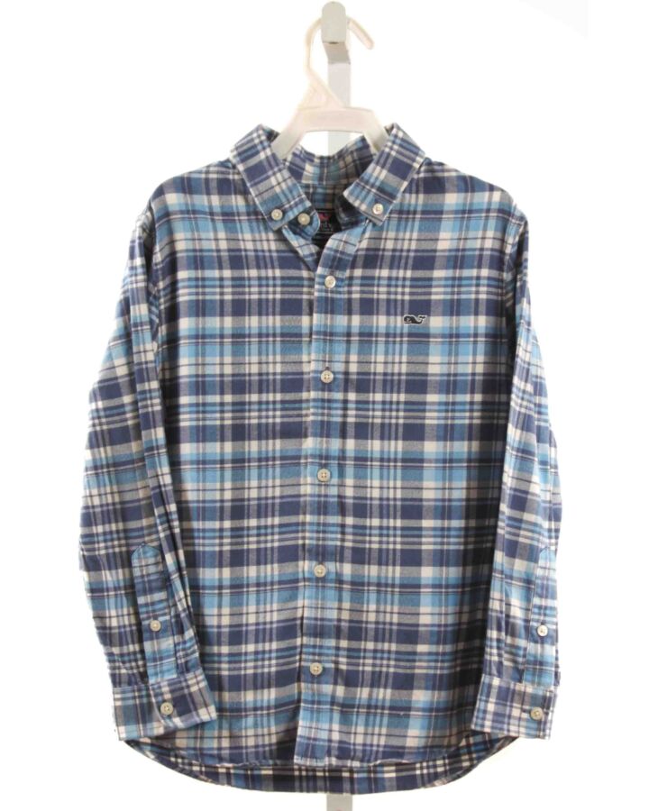 VINEYARD VINES  BLUE FLANNEL PLAID  DRESS SHIRT