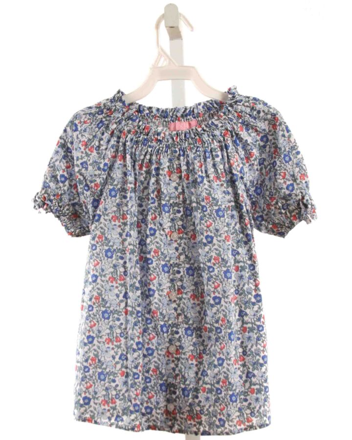 BISBY BY LITTLE ENGLISH  BLUE  FLORAL SMOCKED DRESS SHIRT