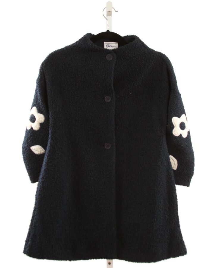 FLORENCE EISEMAN  NAVY FLEECE FLORAL APPLIQUED OUTERWEAR