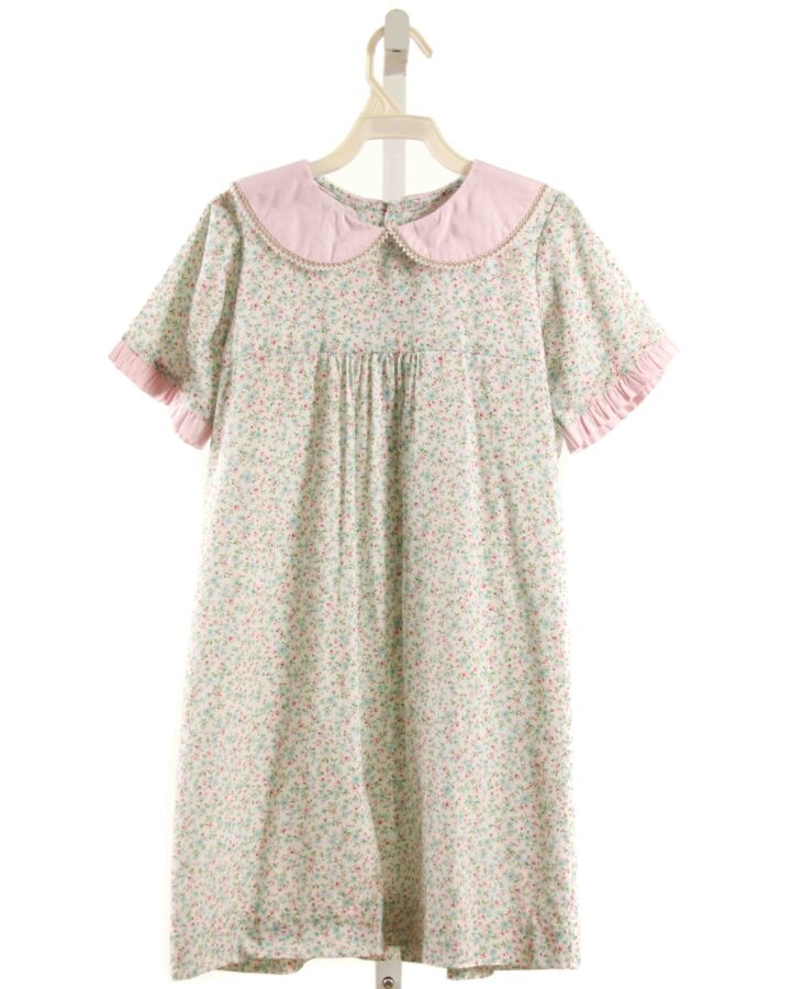 HANNAH KATE  AQUA  FLORAL  DRESS WITH PICOT STITCHING