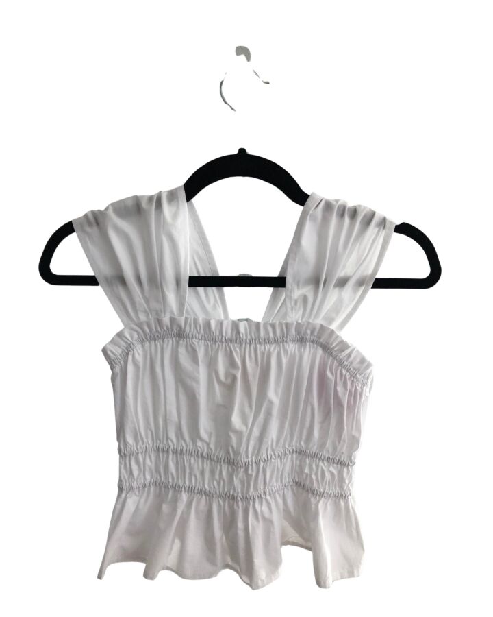LOVE DAISY  WHITE   SMOCKED SLEEVELESS SHIRT