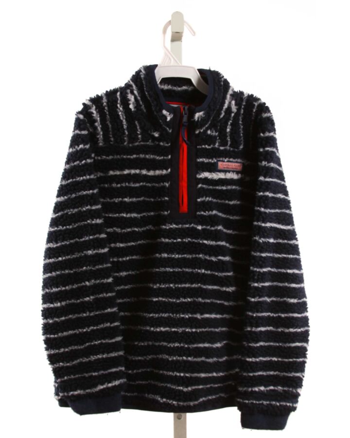 VINEYARD VINES  BLUE FLEECE STRIPED  PULLOVER