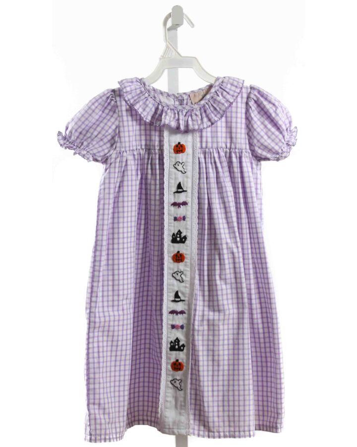 SMOCKINGBIRD  PURPLE  WINDOWPANE EMBROIDERED DRESS WITH EYELET TRIM