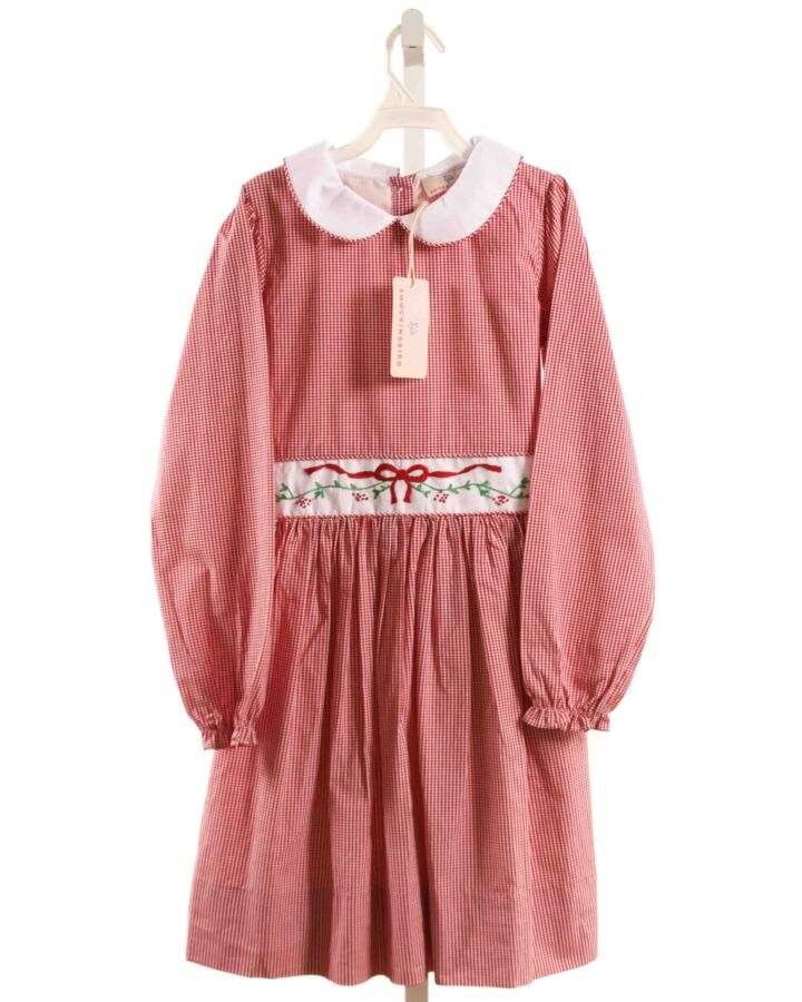 SMOCKINGBIRD  RED  GINGHAM EMBROIDERED DRESS