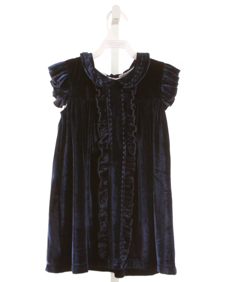 LIL CACTUS  NAVY VELOUR   DRESS WITH RUFFLE