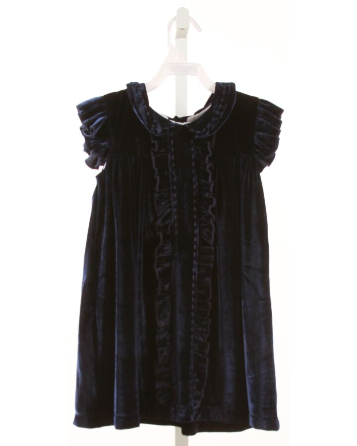 LIL CACTUS  NAVY VELOUR   DRESS WITH RUFFLE