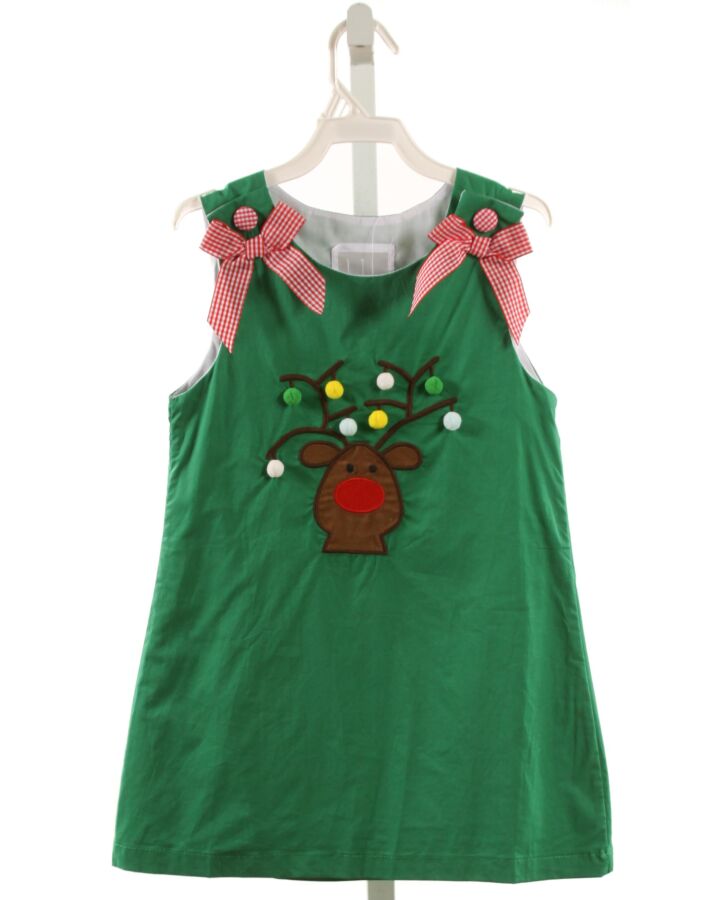 LIL CACTUS  GREEN   APPLIQUED DRESS WITH BOW