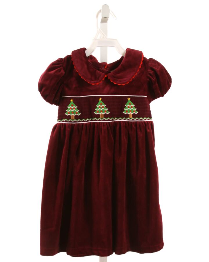 LIL CACTUS  MAROON VELVET  SMOCKED DRESS