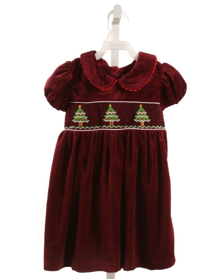 LIL CACTUS  MAROON VELVET  SMOCKED DRESS