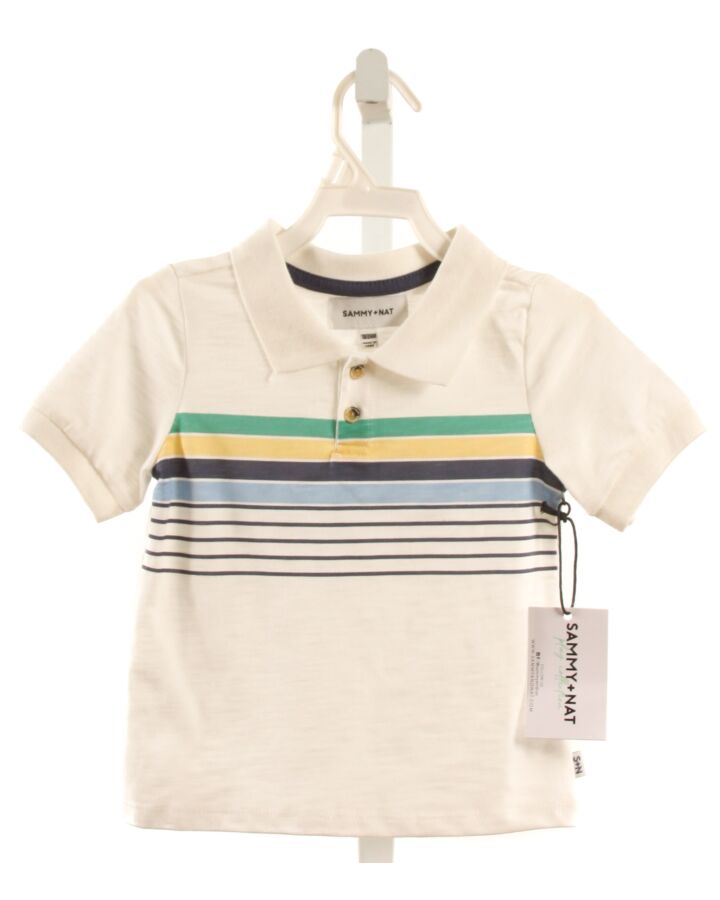 SAMMY + NAT  WHITE  STRIPED  KNIT SS SHIRT