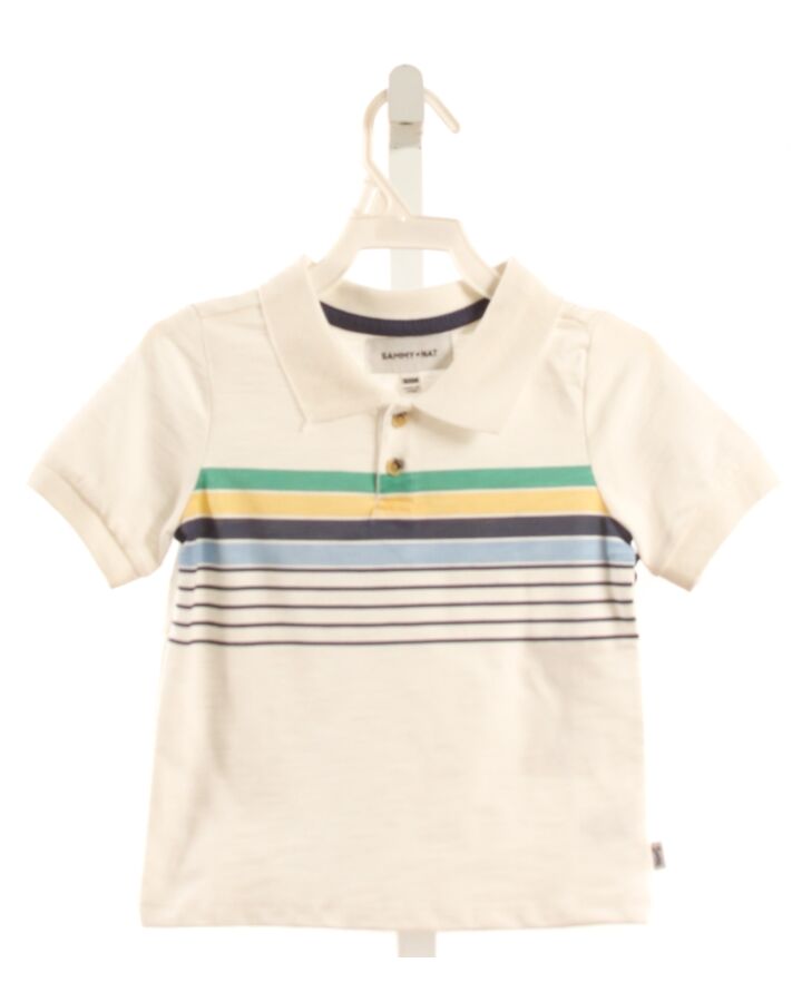 SAMMY + NAT  WHITE  STRIPED  KNIT SS SHIRT