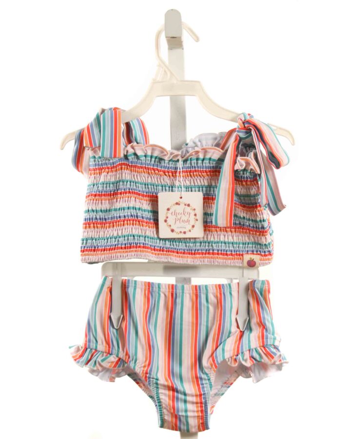 CHEEKY PLUM  MULTI-COLOR   SMOCKED 2-PIECE SWIMSUIT WITH RUFFLE