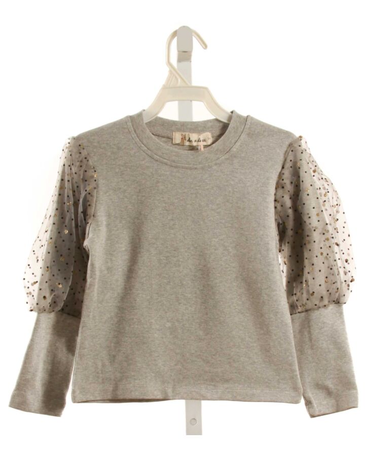 DOE A DEAR  GRAY  POLKA DOT  KNIT LS SHIRT WITH TULLE