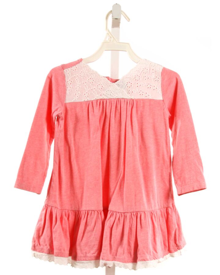 TEA  PINK    KNIT DRESS WITH EYELET TRIM