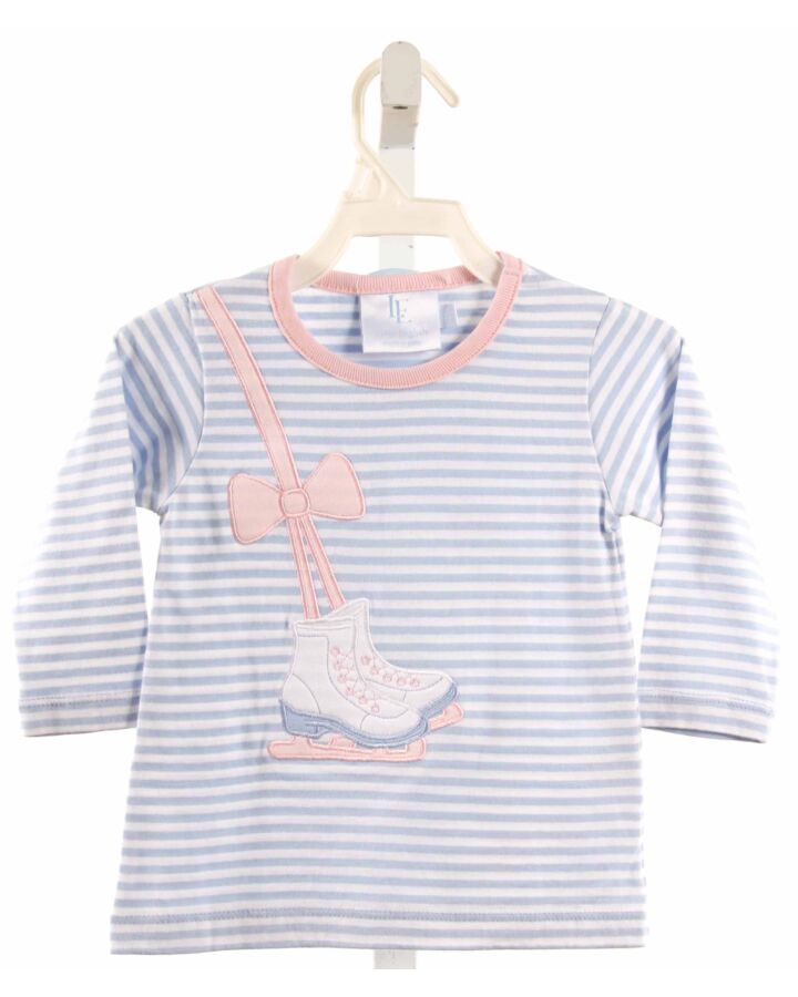 LITTLE ENGLISH  LT BLUE  STRIPED APPLIQUED KNIT LS SHIRT