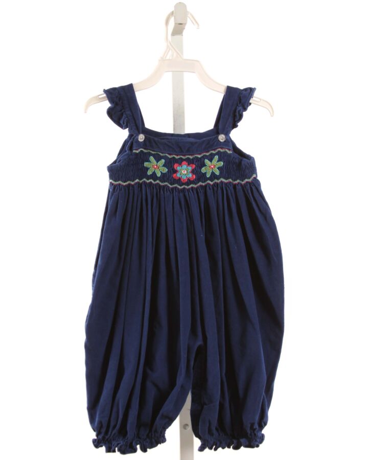 LITTLE ENGLISH  NAVY CORDUROY FLORAL SMOCKED ROMPER