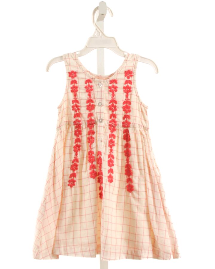 PINK CHICKEN  HOT PINK  WINDOWPANE EMBROIDERED DRESS