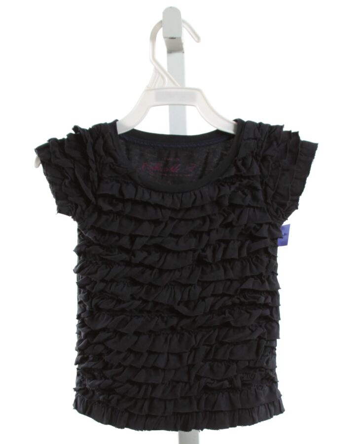 CREWCUTS  BLACK    KNIT SS SHIRT WITH RUFFLE