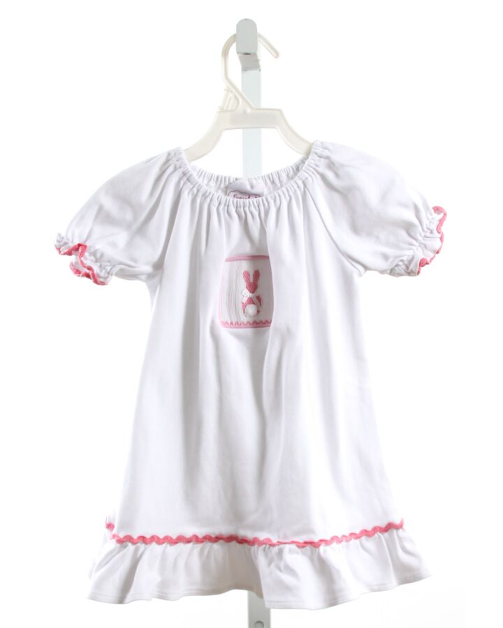 SMOCKED AUCTIONS  WHITE   SMOCKED KNIT DRESS WITH RIC RAC