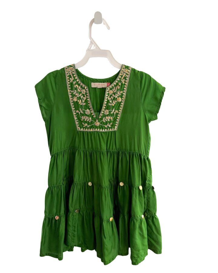 PINK CHICKEN  GREEN   EMBROIDERED DRESS