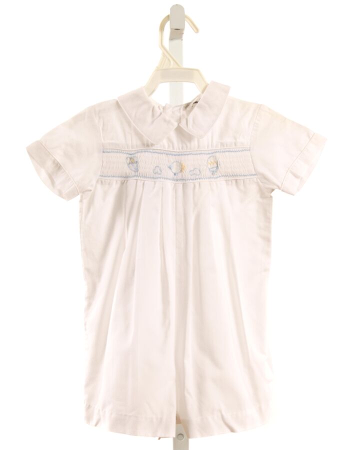 ROYAL CHILD  WHITE   SMOCKED SHORTALL