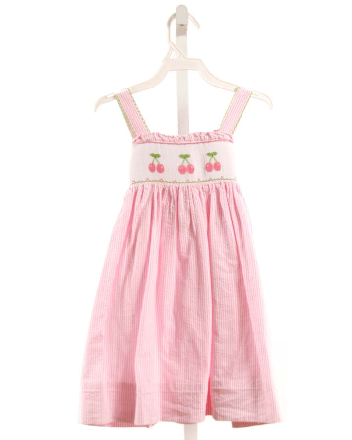 PETIT BEBE  PINK SEERSUCKER STRIPED SMOCKED DRESS