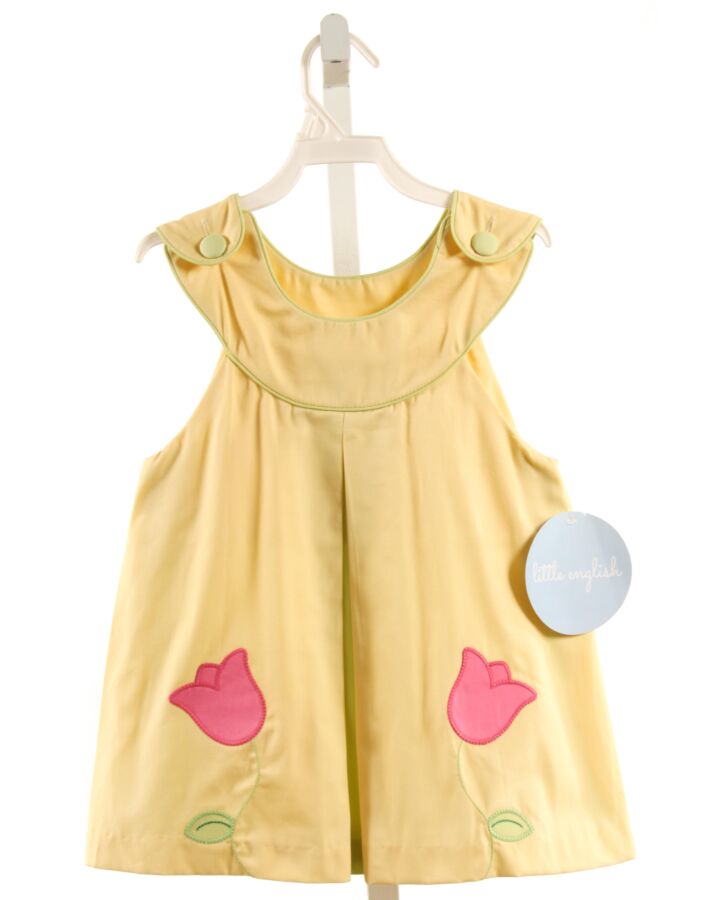 LITTLE ENGLISH  YELLOW  FLORAL APPLIQUED DRESS