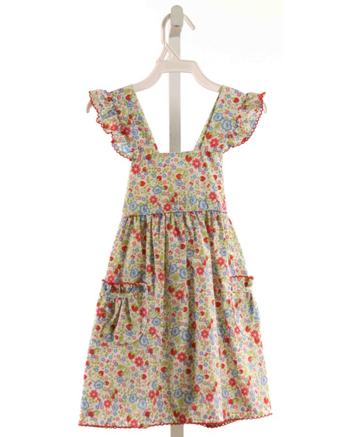 LITTLE ENGLISH  RED  FLORAL  DRESS WITH PICOT STITCHING