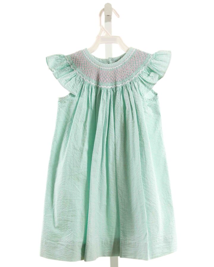 STELLYBELLY  MINT SEERSUCKER WINDOWPANE SMOCKED DRESS