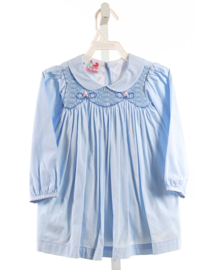 LITTLE LOUANNE  BLUE   SMOCKED SHIRT-LS