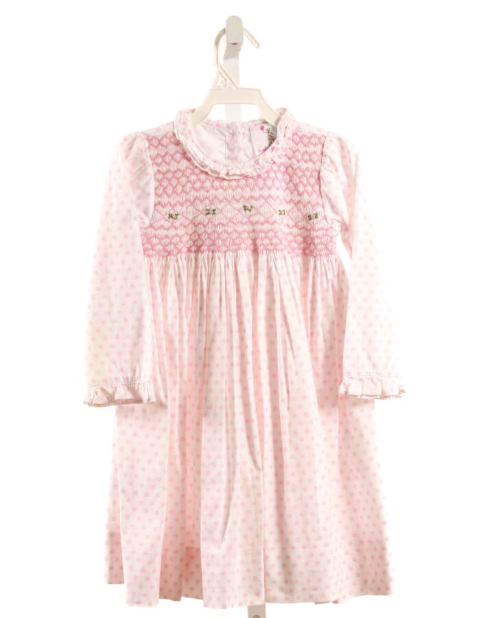 ELIZA JAMES  PINK  POLKA DOT SMOCKED DRESS