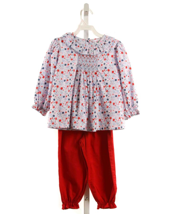 SHRIMP & GRITS  RED  FLORAL SMOCKED 2-PIECE OUTFIT