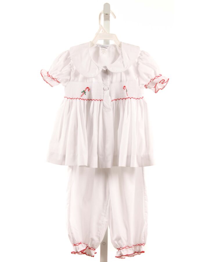 BENOIT & MATISSE  WHITE   SMOCKED 2-PIECE OUTFIT WITH PICOT STITCHING