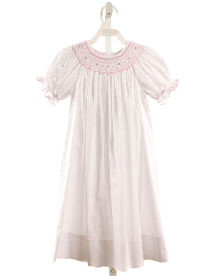 PETIT BEBE  WHITE   SMOCKED DRESS WITH PICOT STITCHING