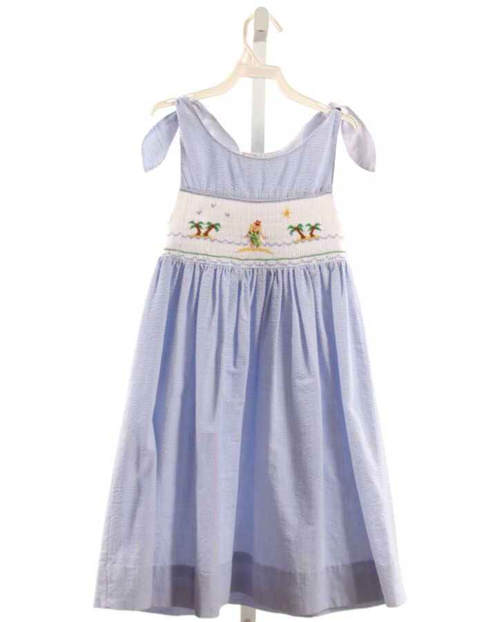NO TAG  BLUE SEERSUCKER  SMOCKED DRESS