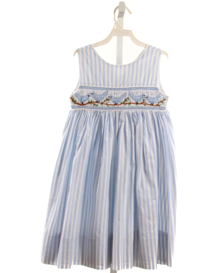 BEAUX ET BELLES  BLUE  STRIPED SMOCKED DRESS