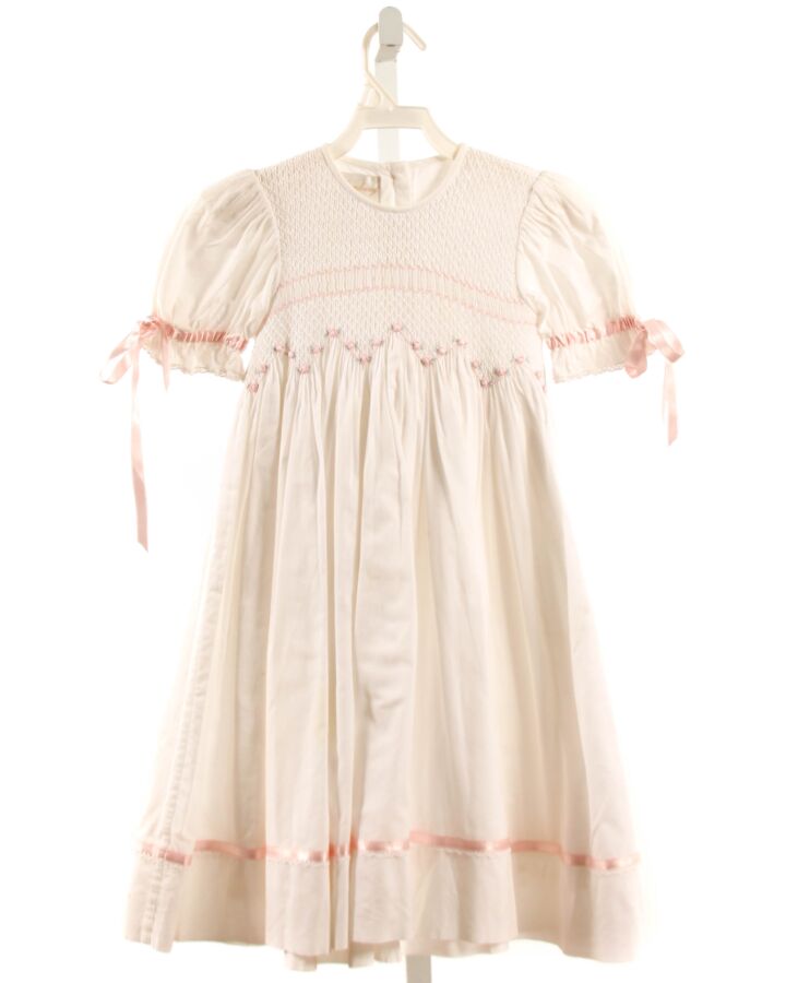 STRASBURG  WHITE   SMOCKED PARTY DRESS WITH EYELET TRIM