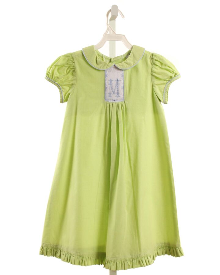 BEAUX ET BELLES  GREEN  MICROCHECK SMOCKED DRESS